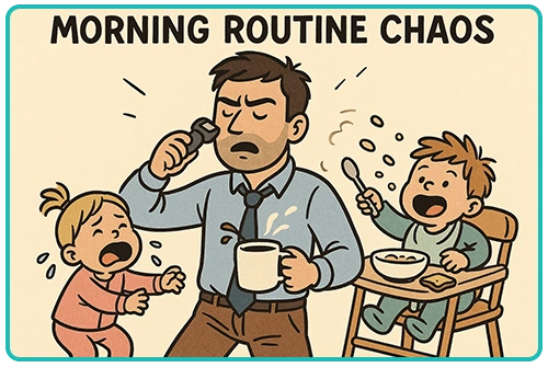 Getting out the door before 8 AM: the ultimate group project.